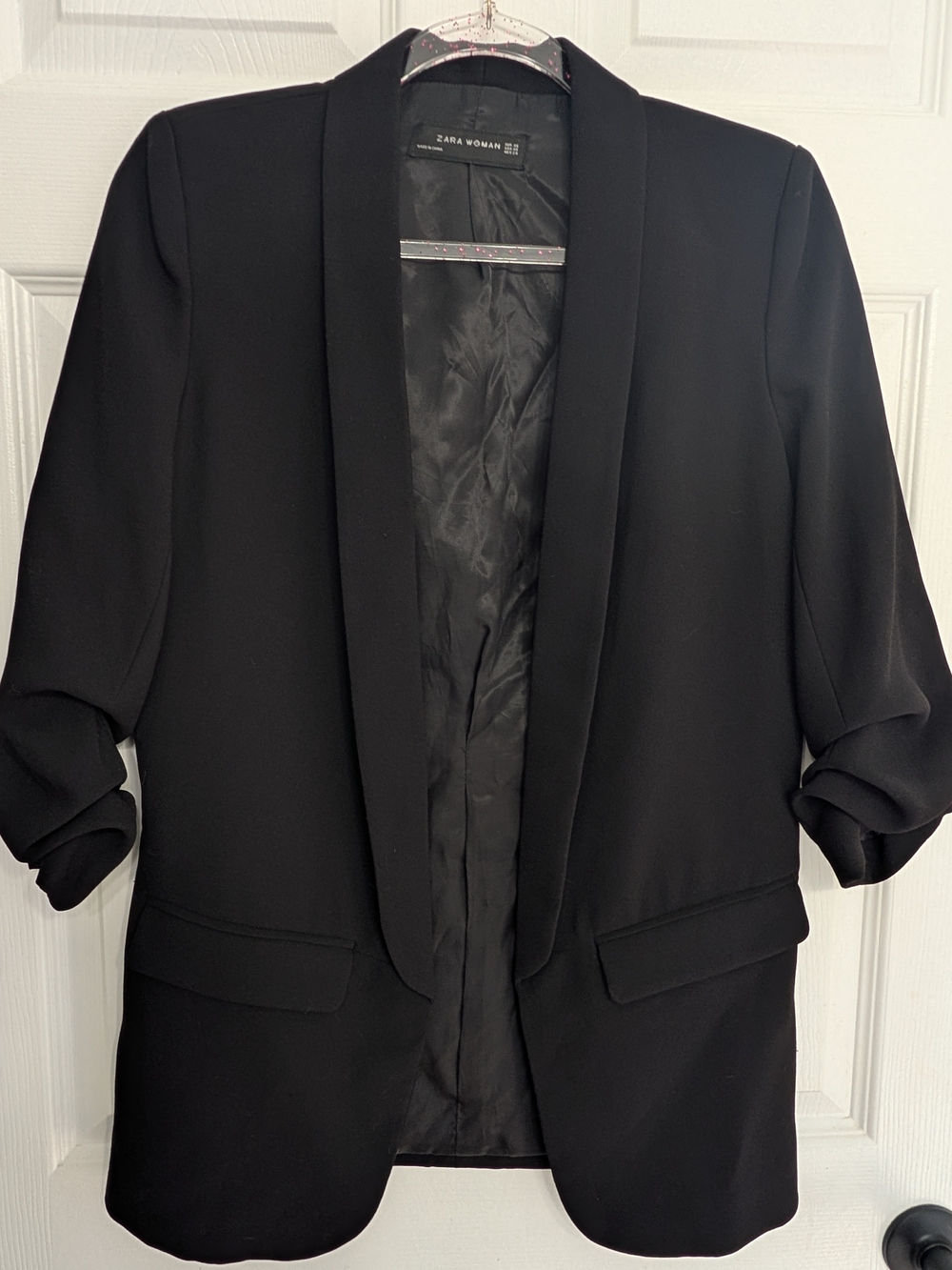 Zara Black Open-Front Blazer Jacket